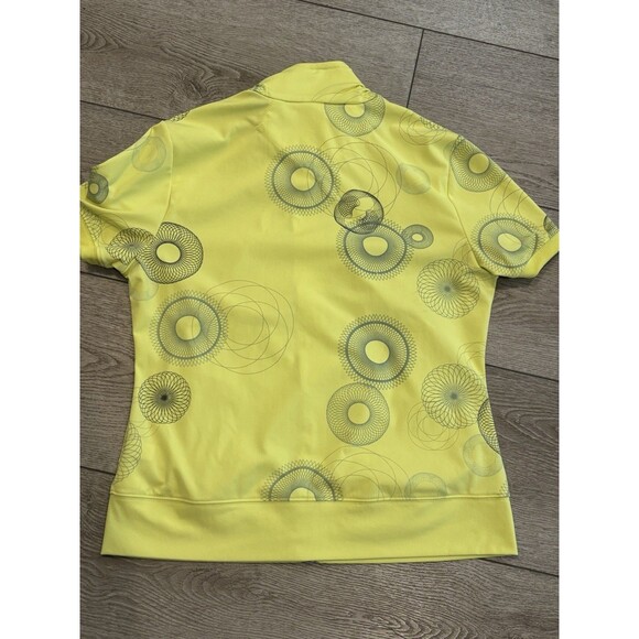 Annika Cutter & Buck Polo Women's Small Green Geometric Zip Up Pickleball Golf - Picture 6 of 6